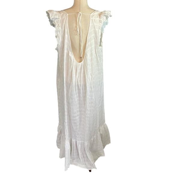 Free People Kyra Open Back Short Sleeve Maxi Shift Boho Dress White Large - Picture 11 of 12